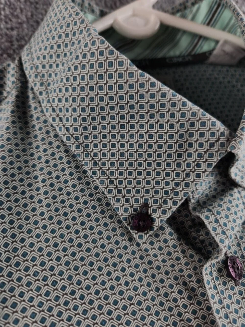 Cinch Medium Button Up Shirt Long Sleeve Geometric Green Blue Western Cotton Men